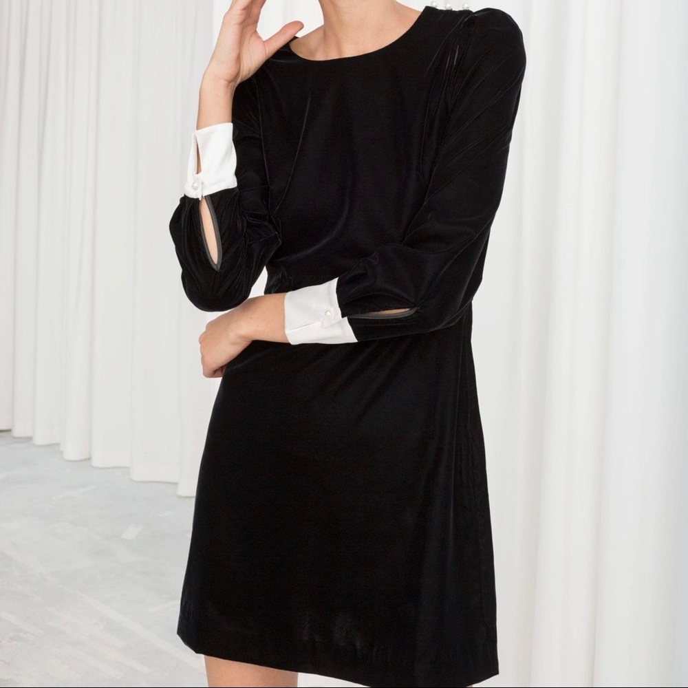 & other stories velvet and pearl dress